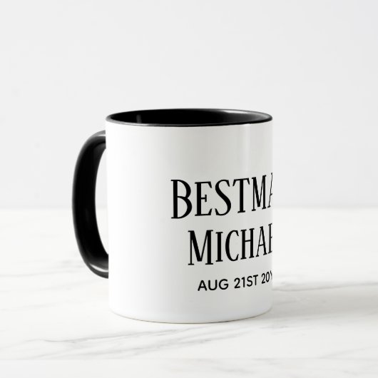 Mug BUDGET Bestman Groomsman DONS Classique Noir (Devant gauche)