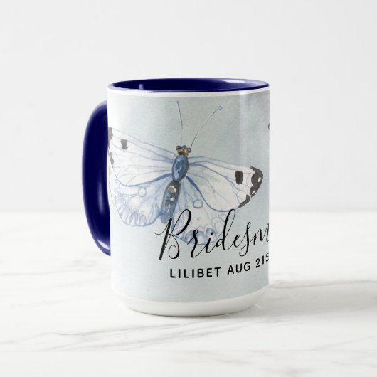 Mug BUDGET Bridesmaid Parti de mariage Dons BUTTERFLIT (Devant gauche)