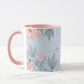 Mug Budget Pêcher Floral Dusty Blue Sage Mariage feuil (Gauche)
