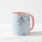 Mug Budget Pêcher Floral Dusty Blue Sage Mariage feuil (Devant droit)