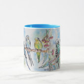 Mug Budgie Aquarelle Musique Bleu (Centre)