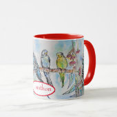 Mug Budgie Budgies Oiseau Aquarelle Peinture Oiseau (Devant droit)