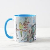 Mug Budgie Budgies Oiseau Aquarelle Peinture Oiseaux H (Gauche)