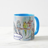 Mug Budgie Budgies Oiseau Aquarelle Peinture Oiseaux H (Devant droit)
