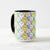 Mug Budgie Parrot bleu violet jaune Motif de dessin (Devant gauche)