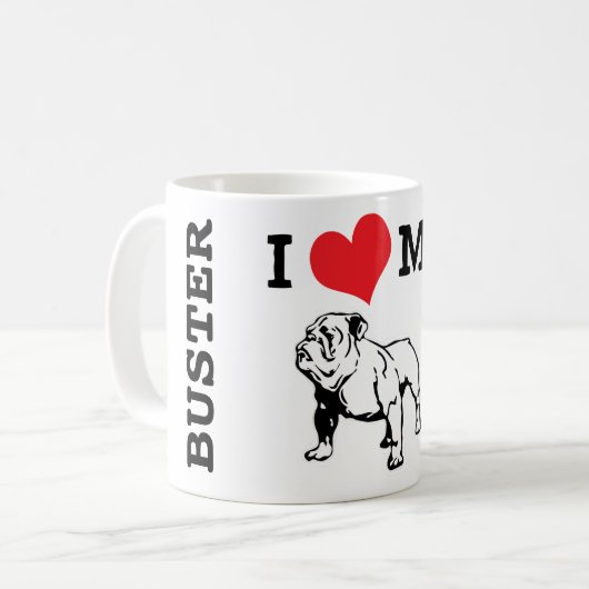 Mug Buff English Bulldog Nom personnalisé (Devant gauche)
