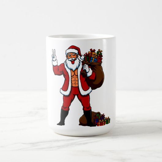 Mug Buff Santa Peace Sign! Ripped Abs & Funny Christma (Centre)