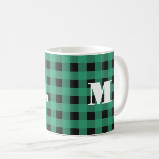 Mug Buffalo Check Plaid Custom Monogramme Noël (Devant droit)