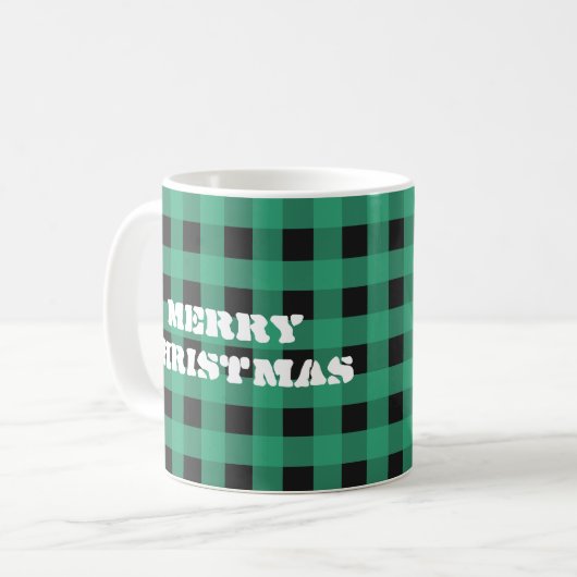 Mug Buffalo Check Plaid Custom Monogramme Noël (Devant gauche)