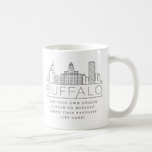 Mug Buffalo, New York Stylisé Skyline   Slogan personn