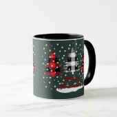 Mug buffalo plaid décoré pins de Noël (Devant droit)
