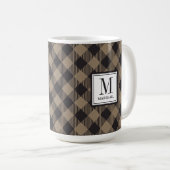 Mug Buffalo Plaid Khaki Nom du monogramme (Devant droit)