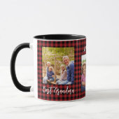 Mug Buffalo Plaid Red Christmas Family Photo Collage (Gauche)