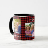 Mug Buffalo Plaid Red Christmas Family Photo Collage (Devant gauche)