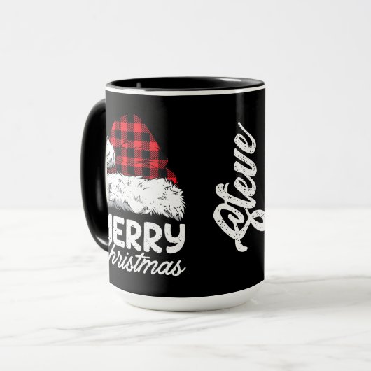 Mug Buffalo Plaid Santa Hat with Customizable Name (Devant gauche)