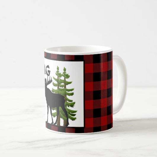 Mug Buffalo plaqué avec Monogramme et Moose Design (Devant droit)