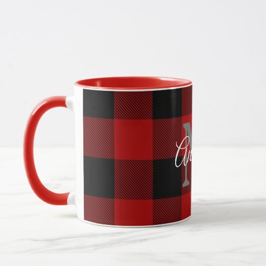 Mug Buffalo rouge abattu | Initiale personnelle | Cade (Gauche)
