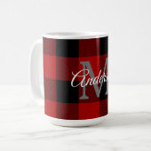 Mug Buffalo rouge abattu | Initiale personnelle | Cade (Devant gauche)