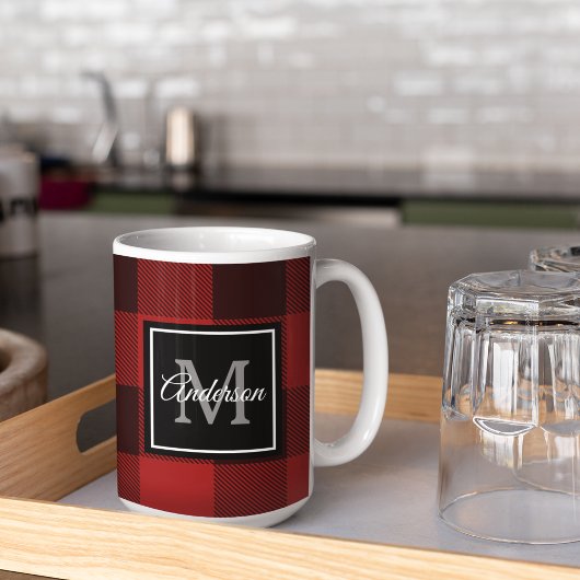 Mug Buffalo rouge abattu | Initiale personnelle | Café