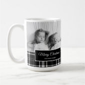 Mug Buffle noir blanc Plaid Joyeux Noël vacances (Gauche)