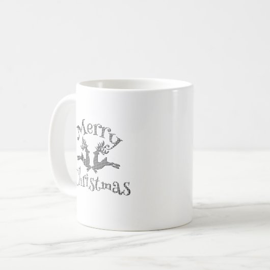 Mug Buffle noir blanc Plaid Joyeux rennes de Noël (Devant gauche)