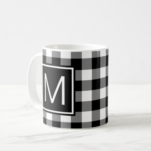 Mug Buffle noir et blanc plaqué Monogramme (Devant gauche)