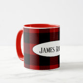 Mug buffle noir et rouge plaid de nom (Devant gauche)