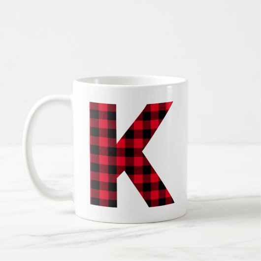 Mug Buffle rouge et noir Plaqué en gras Lettre K Monog (Gauche)