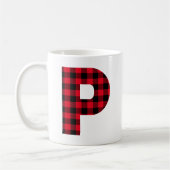 Mug Buffle rouge et noir Plaqué en gras Lettre P Monog (Gauche)