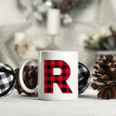 Mug Buffle rouge et noir Plaqué en gras Lettre R Monog