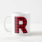 Mug Buffle rouge et noir Plaqué en gras Lettre R Monog (Gauche)