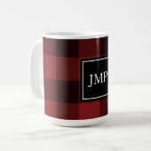 Mug Buffle rouge moderne posé | Initiale personnelle (Devant gauche)