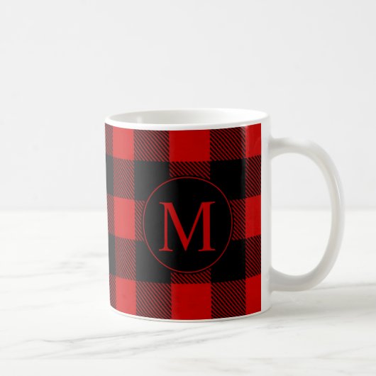 Mug Buffle rouge rustique plaqué avec Monogramme perso (Droite)