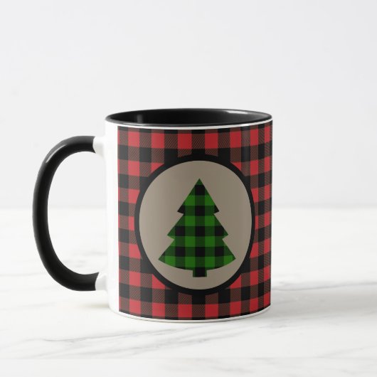 Mug Buffle rouge vert Plaid sapin de Noël (Gauche)