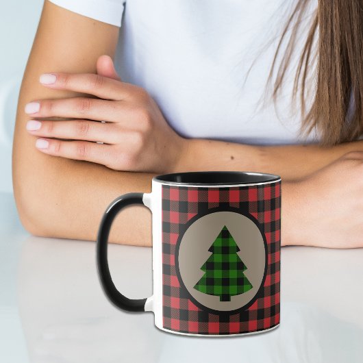 Mug Buffle rouge vert Plaid sapin de Noël