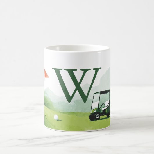 Mug Buggy de golf classique Monogramme personnalisé (Centre)