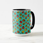 Mug Bugs colorés sur turquoise (Devant droit)