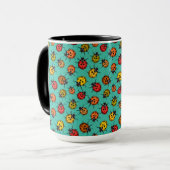 Mug Bugs colorés sur turquoise (Devant gauche)