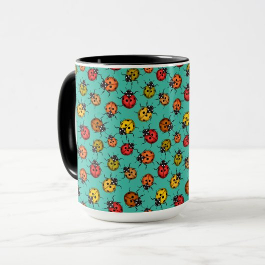 Mug Bugs colorés sur turquoise (Devant gauche)