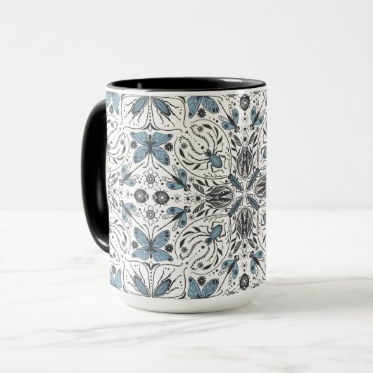 Mug Bugs, noir et bleu (Devant gauche)