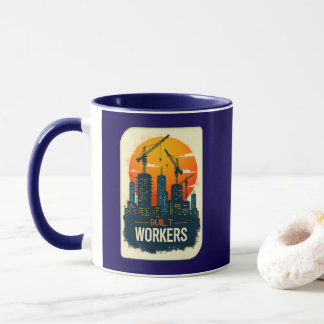Mug Built by Workers Vintage Construction Design