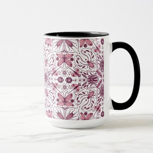 Mug Buissons, magenta foncé et rose sur blanc (Droite)