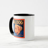 Mug Bull Dog sur un Arrière - plan bleu (Devant gauche)