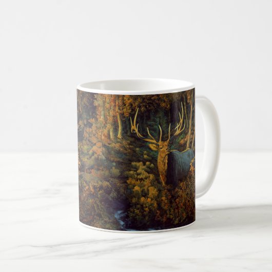 Mug Bull Elk dans la forêt d'automne (Devant droit)