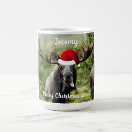 Mug Bull Moose à Santa Hat  