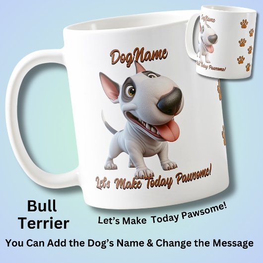 Mug Bull Terrier - Ajouter le nom du chien, modifier l