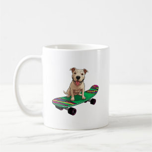 Mug Bull Terrier anglais sur skateboard