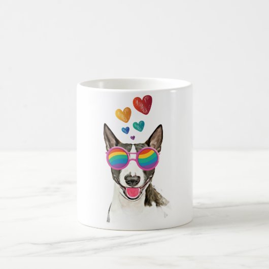 Mug Bull Terrier Chien avec Coeurs Saint-Valentin (Centre)