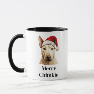 Mug Bull Terrier Chien Casquette de Père Noël Noël
