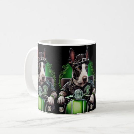 Mug Bull Terrier Chien Conduite Vélo St. Patrick's Day (Devant gauche)